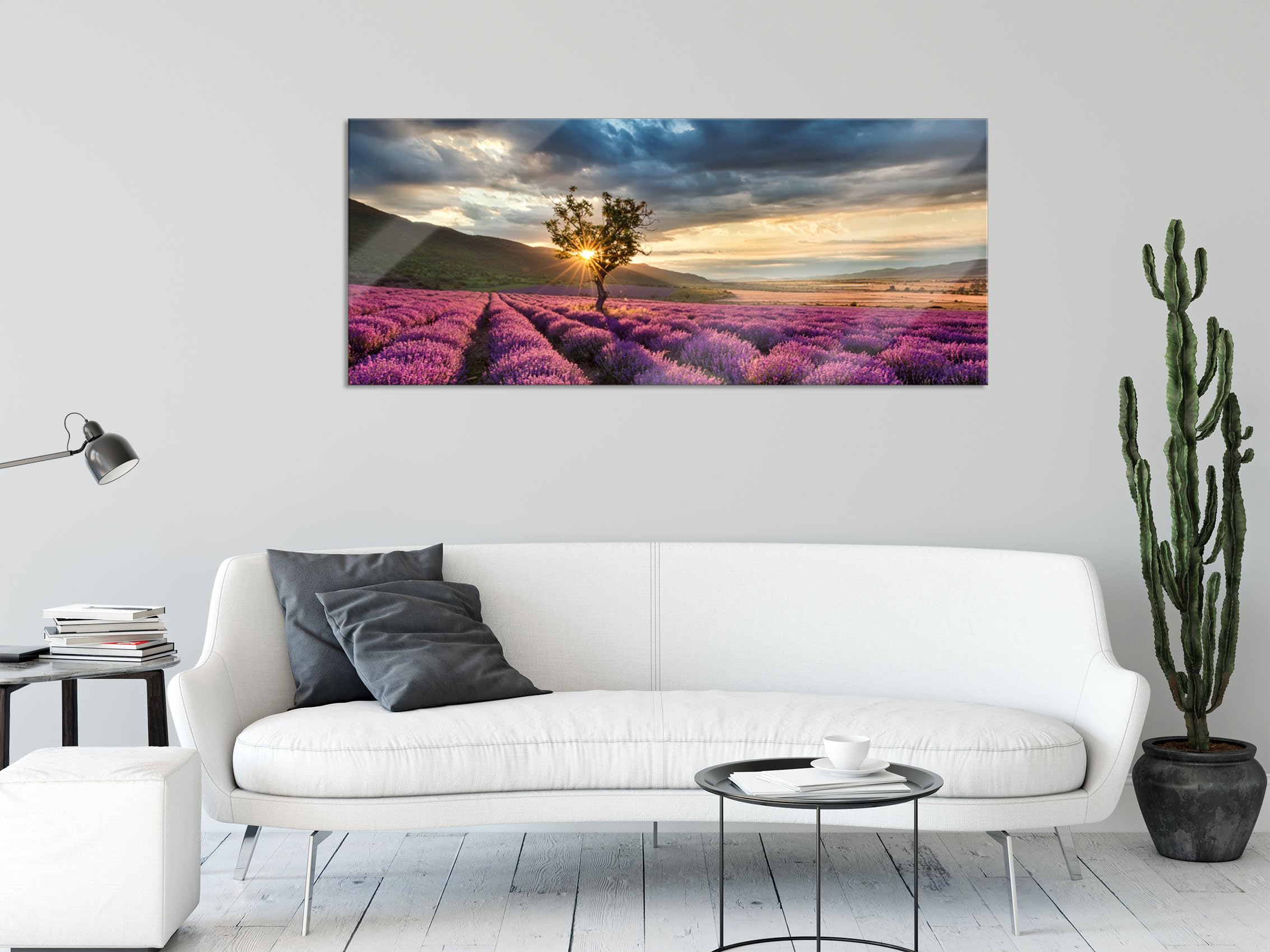 Quadro in vetro Lavender scent in Provence in 3 pezzi su