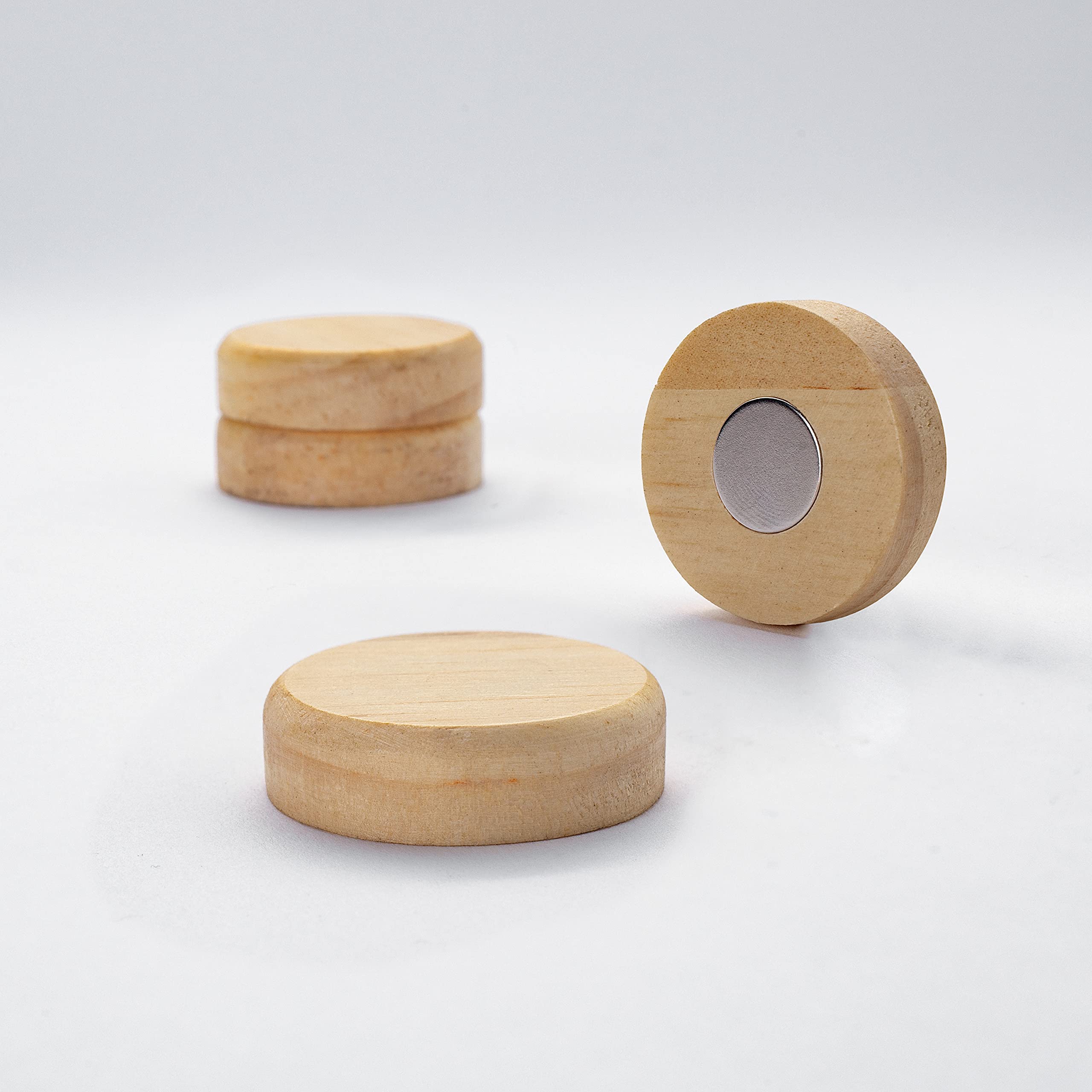 SIGEL BA210 duże drewniane magnesy okrągłe – do białych tablic, tablic magnetycznych – ⌀ 33 mm – beżowe – 4 sztuki