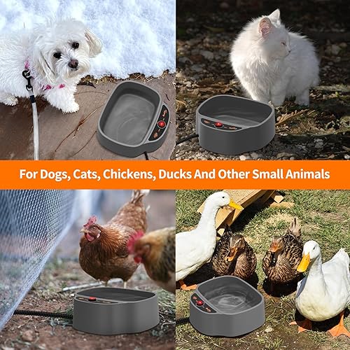 Miniatura 7 de Toozey Recipiente de agua con calefacción para perros y gatos, 85 onzas, temperatura ajustable, impermeable, sin BPA, uso al aire libre