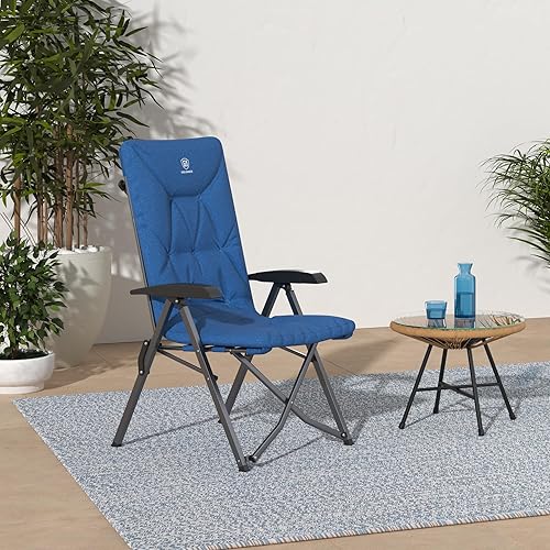 Miniatura 2 de EVER ADVANCED Silla de camping plegable acolchada de 4 posiciones, reclinable ajustable con respaldo alto, portátil para adultos, capacidad de peso