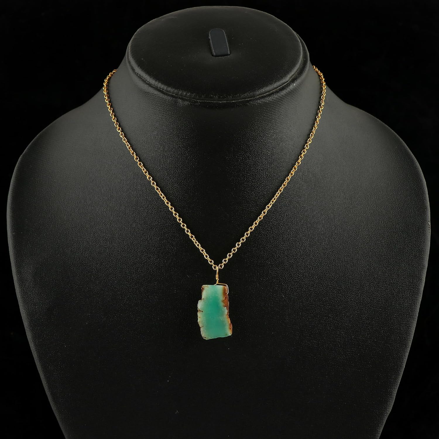 Raw Gemstone Pendant Necklace for Women |Natural Healing Crystal Rough Pendant 15–25 Carat | Gold Plated Chain 16+2 Inch Adjustable | Gift Jewelry - Image 6