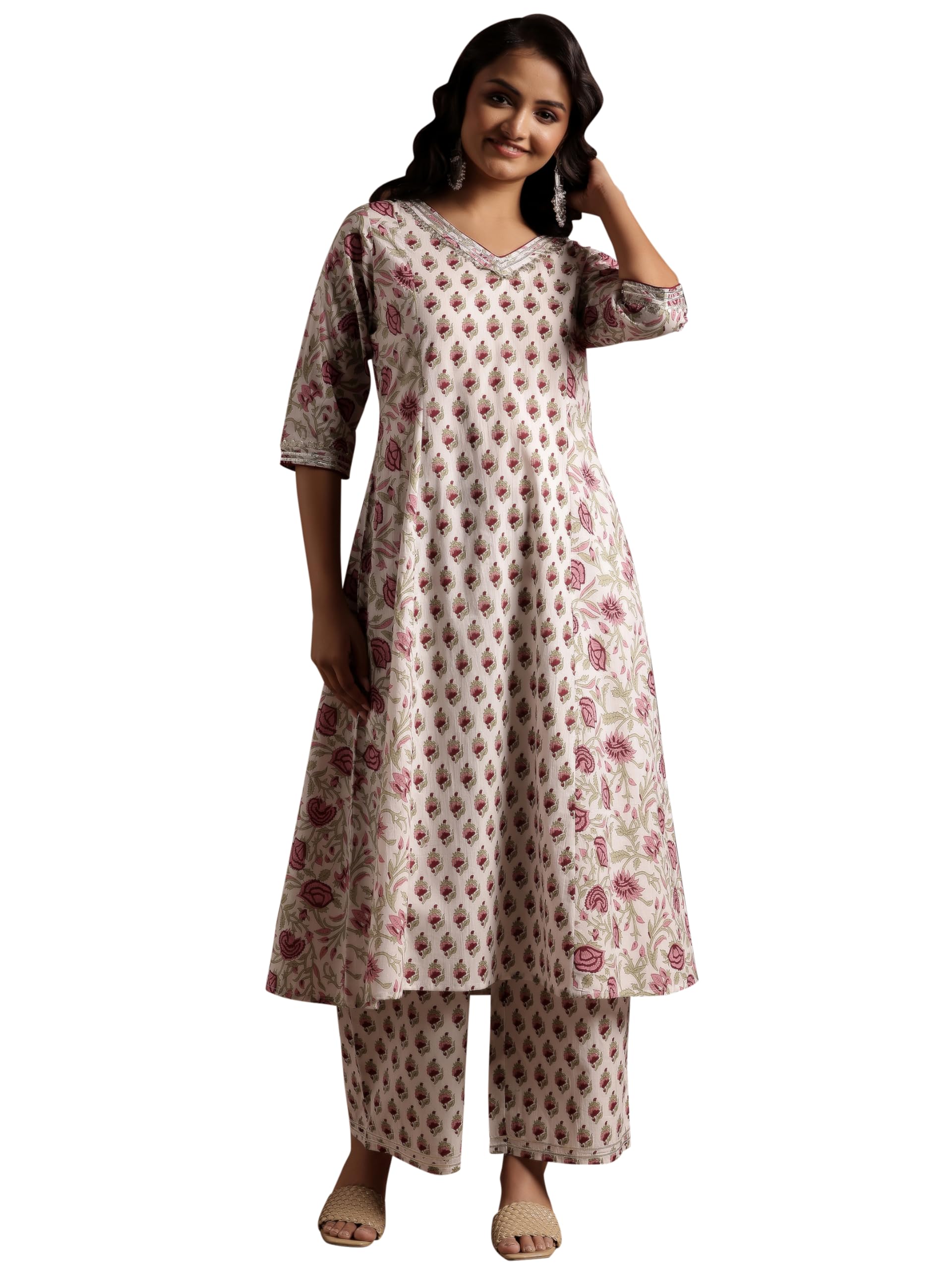 libas Printed Cotton A-Line Kurta With Palazzos-picture-35