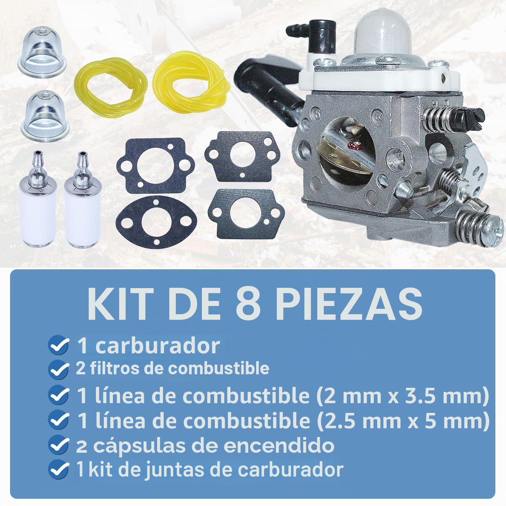 WT 997 668 Kit de junta de línea de filtro de combustible de carburador para Walbro WT-664 Carb 23-30.5CC Zenoah CY HPI FG Baja 5B SS 5T