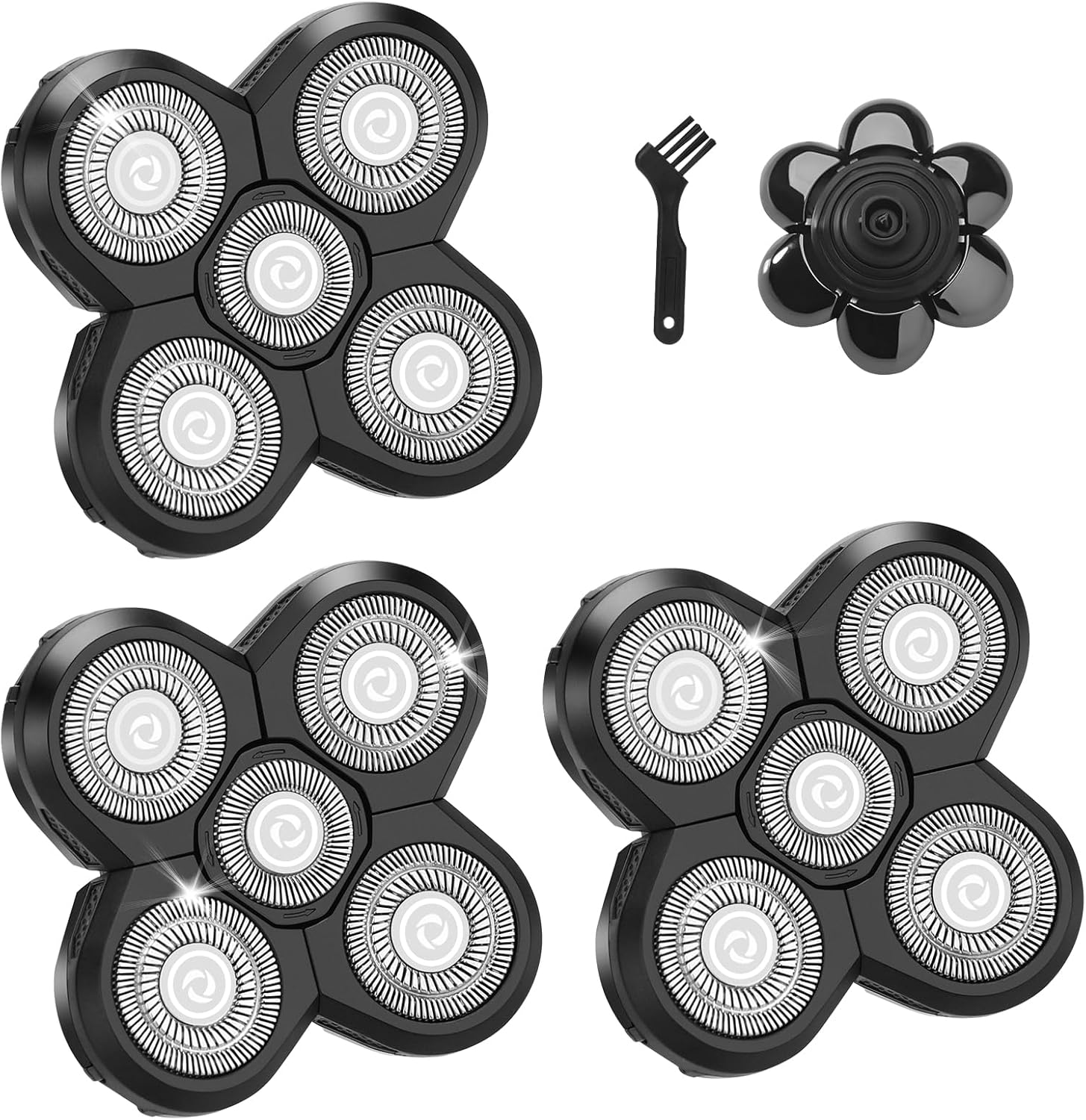 3 PCS Head Shaver Replacement Blades, Gifts for Him Mens Husband Dad - Birthday Gift Ideas for Dad, 5-Blade Shaver Heads for Bald and Face Hair with Cleaning Brush