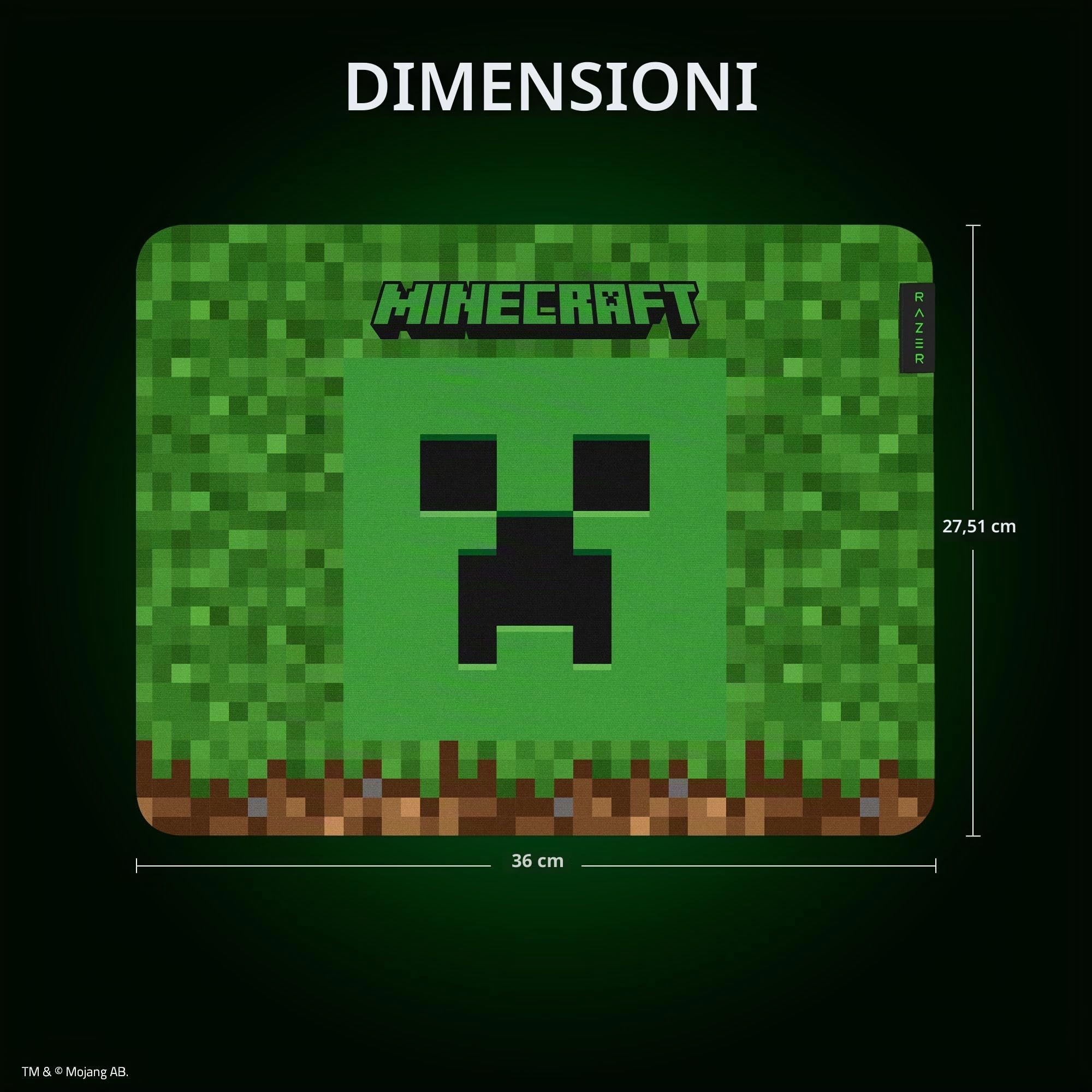 Razer Gigantus V2 - Tappetino per mouse da gioco (medio): superficie in tessuto MicroWeave testurizzato, schiuma di gomma spessa ad alta densità, base antiscivolo, edizione Minecraft