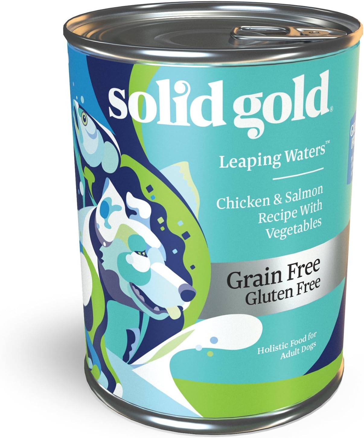 Solid Gold Wet Dog Food for Adult & Senior Dogs - Made with Real Chicken & Salmon - Leaping Waters Grain Free Canned Dog Food for Healthy Digestion & Sensitive Stomach