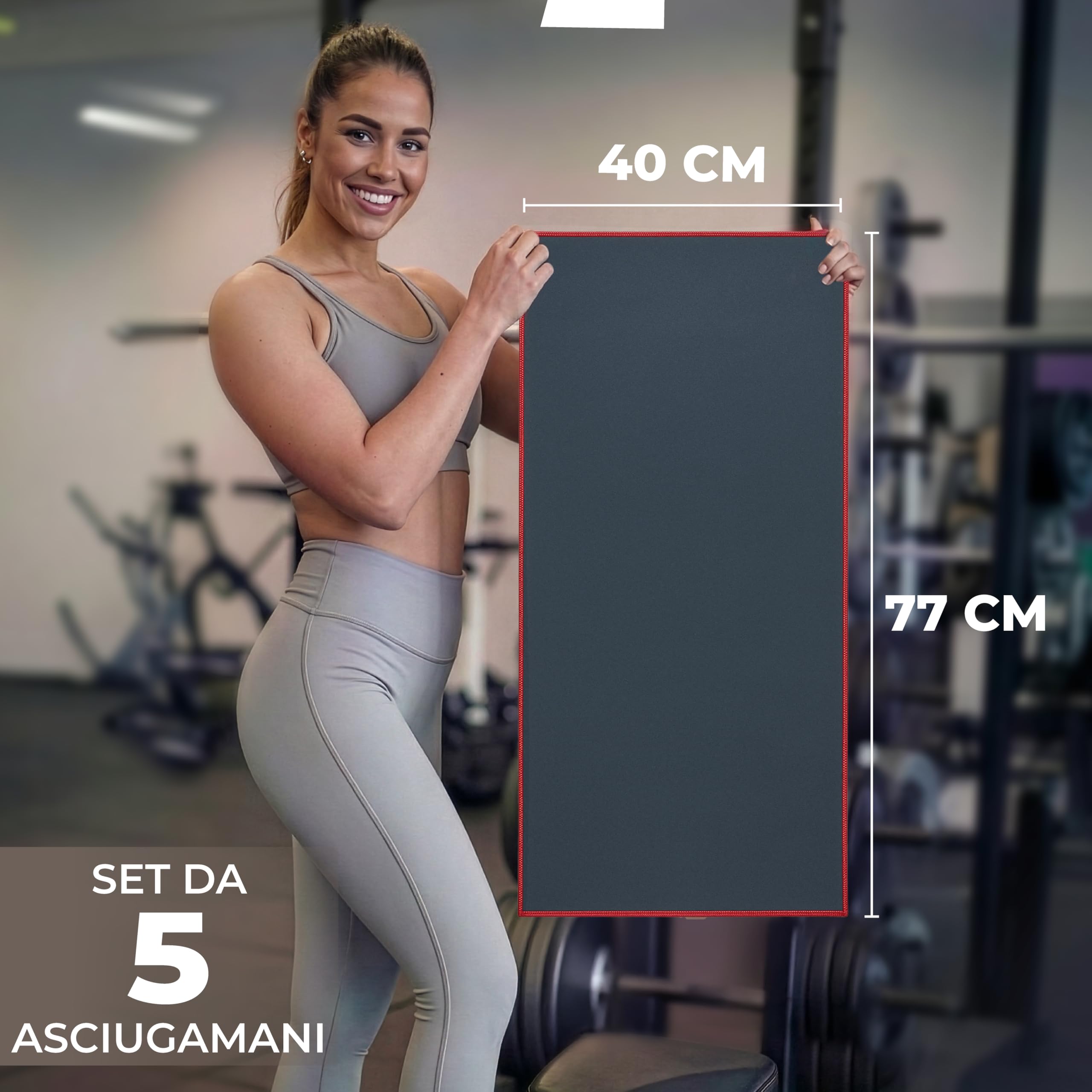 Zenacross Asciugamano Microfibra Set da 5, 40x77 cm - Telo Palestra Asciugatura Rapida e Assorbente - Gym Towel per Palestra - Grigio