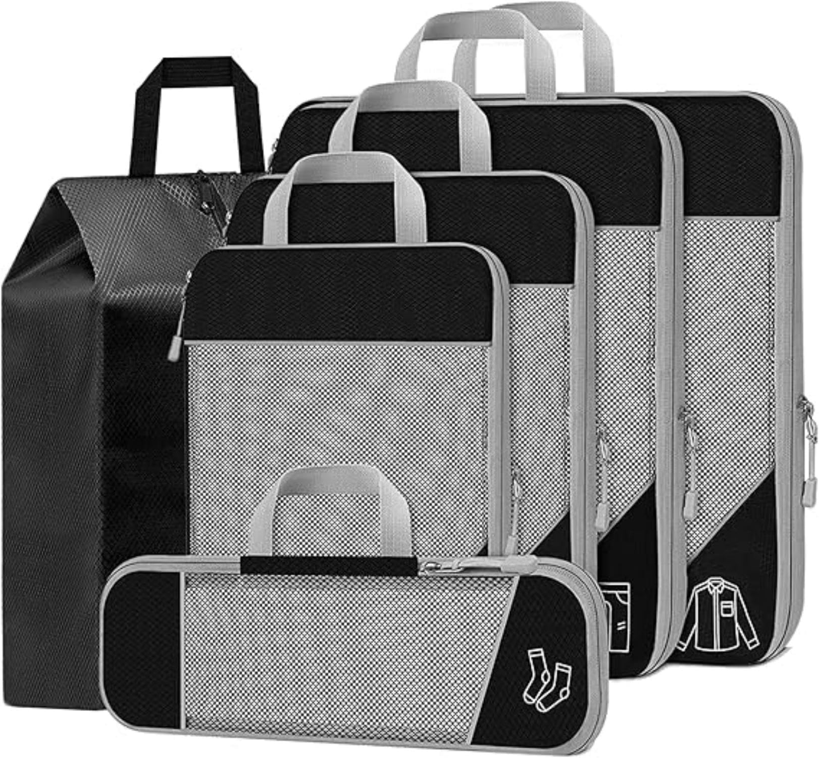 Nestling6 Set compression packing cubes travel accessories,Expandable Packing Organizers for Travel,Essentials Luggage Travel Bags,Packing Cubes for Suitcases, Cube Accessories for Women/Men