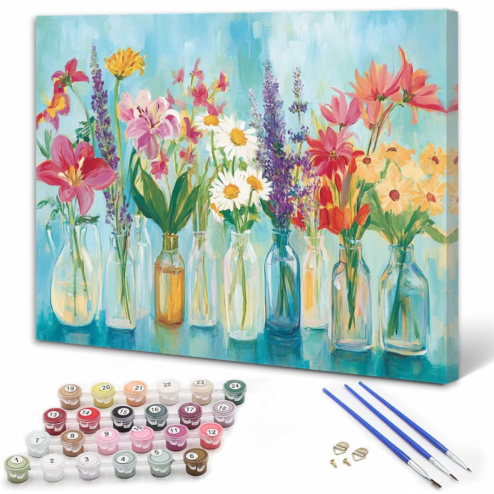 Malowanie według numerów dla dorosłych wazon malowanie według numerów kwiat Paint by Numbers Hobby Kreatywne DIY zestawy do malowania olejnego na płótnie, dekoracje damskie prezent 60 x 90 cm bez ramy