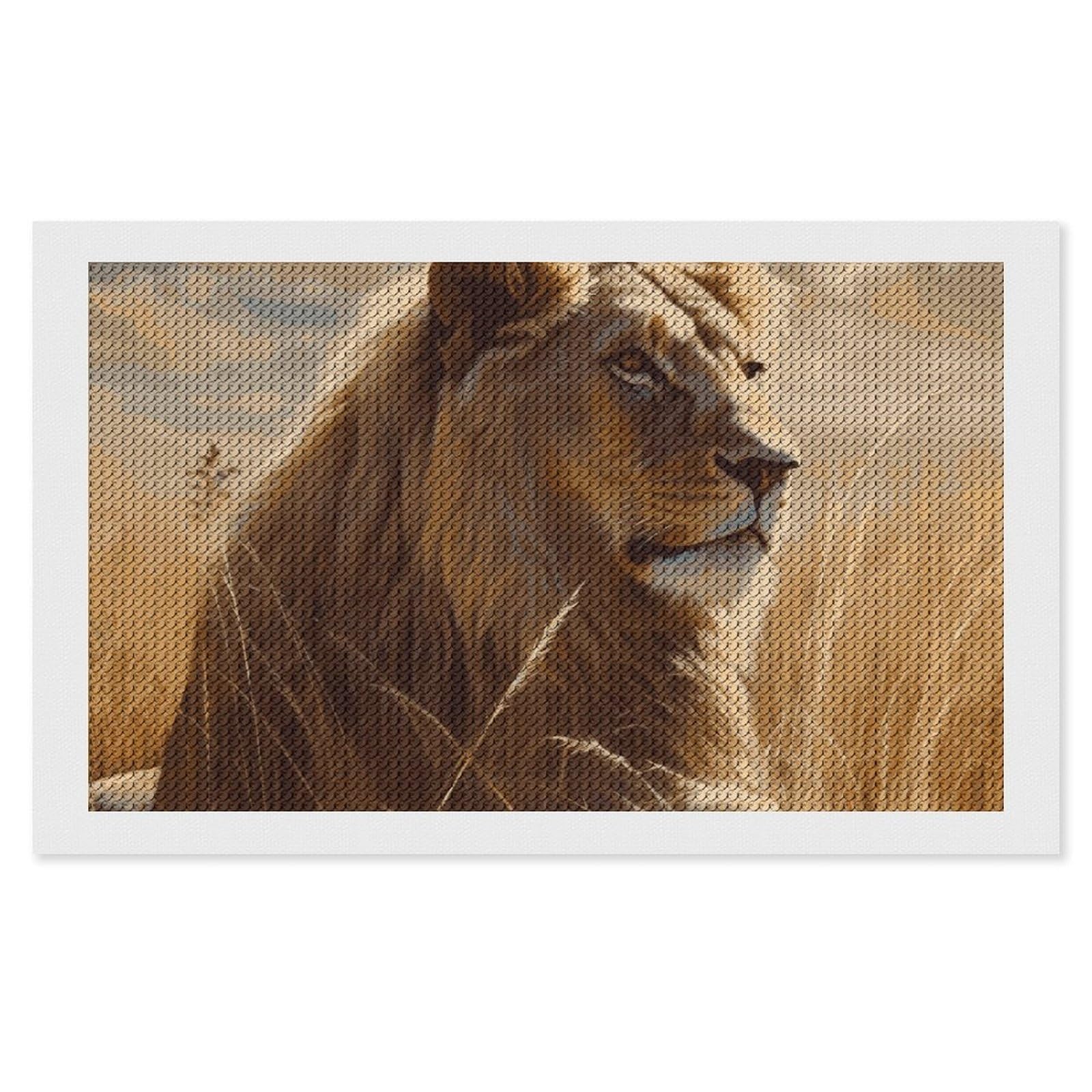 NONHAI Diamond Painting Kits for Adults - DIY Diamond Art Kits for Beginners - Full 5D Paint Drill Diamond Dots Paintings- Prairie Lion Diamonds Pictures Gem Art and Craft Wall Decor 12"x20"
