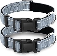 Vista 16 de Paquete de 2 collares reflectantes para perro con hebilla de bloqueo de seguridad, ajustable, suave, transpirable, cómodo, de nailon para perros