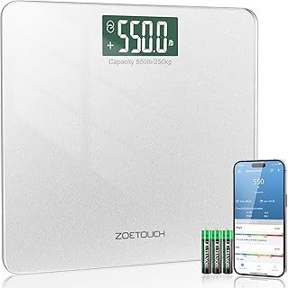 550lb Digital Bathroom Scale for Body Weight with BMI and Beep Sound, Bluetooth Weighing Scales Over 500lb Work with Smart APP, Extra High Capacity with Large LCD Display Wide Platform