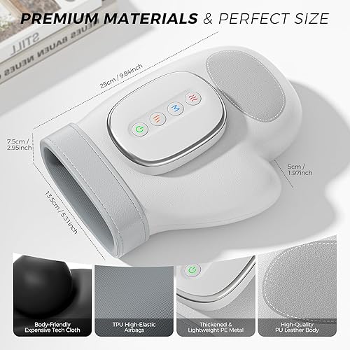 Vista 8 de WUX Masajeador de manos con alivio de compresión de calor, 3 masajes, 4 temperaturas, 5 modelos de compresión, terapia ayuda a calmar la fatiga