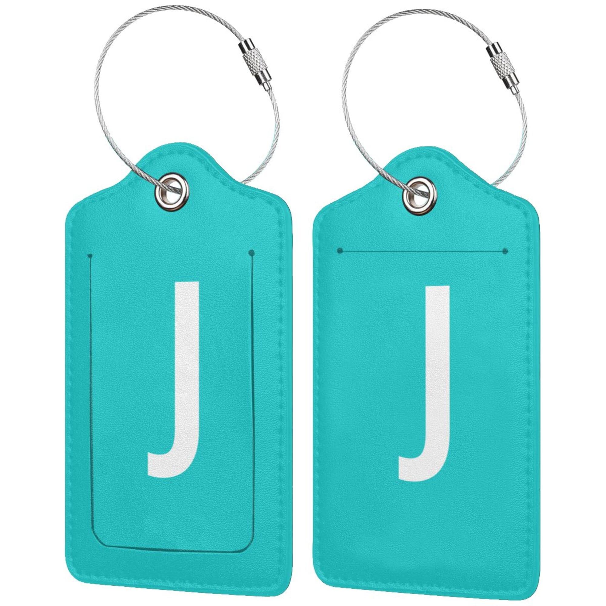 Initial Luggage Tags for Suitcases Tags Identifiers Leather J Travel Tags for Luggage ID Labels Privacy Cover Backpack Baggage and Rucksack Unique for