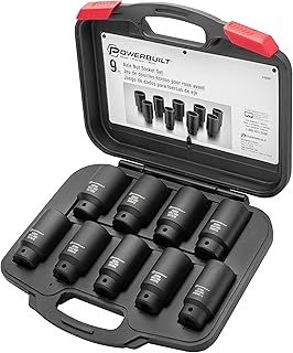 9 Piece Deluxe Axle Nut Socket Set, Tools for Removing Front Wheel Axle Nuts, Foreign Vehicles - 648991
