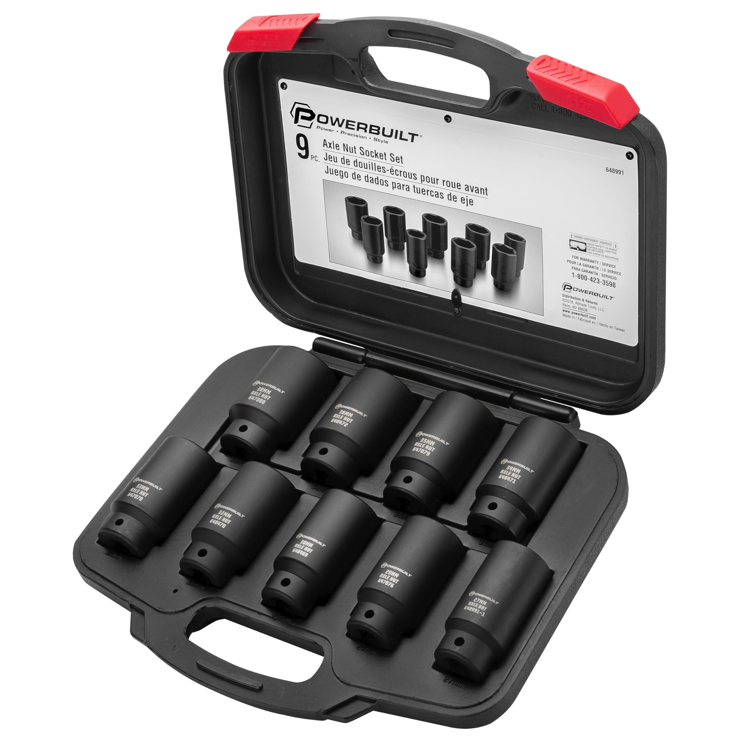 Powerbuilt 9 Piece Deluxe Axle Nut Socket Set Kit 61-648991