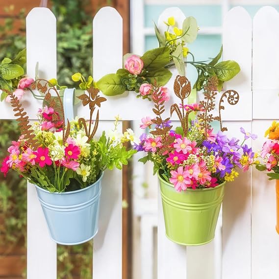 Pack of 10 Garden Stakes Rust Garden Decoration for Outdoor Plant Stakes Decorative Flower Stakes Rust Decoration Garden Decoration for Garden for Lawn Yard Balcony Flower Pot
