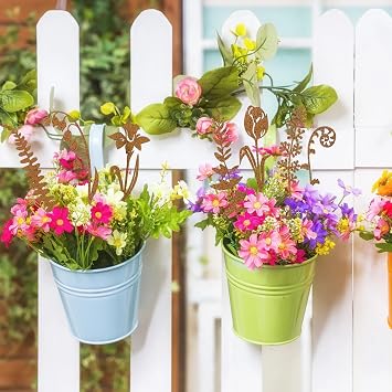 Pack of 10 Garden Stakes Rust Garden Decoration for Outdoor Plant Stakes Decorative Flower Stakes Rust Decoration Garden Decoration for Garden for Lawn Yard Balcony Flower Pot