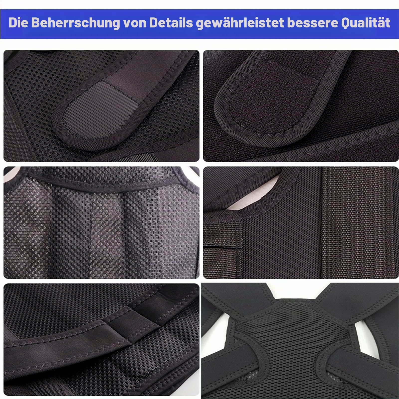 Rücken Geradehalter Bequem und Verstellbar Rückenstützgürtel, Haltungskorrektur Rücken herren damen, Öffne deine Schultern (Schwarz 16, M)