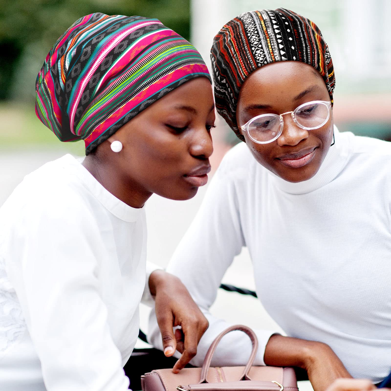 Sintege 6 Pcs Satin Lined Bonnet Sleep Cap for Women Men African Silk Soft Beanie Hair Sleep Wrap for Natural Curly Braids As Shown in The Picture' - Image 4