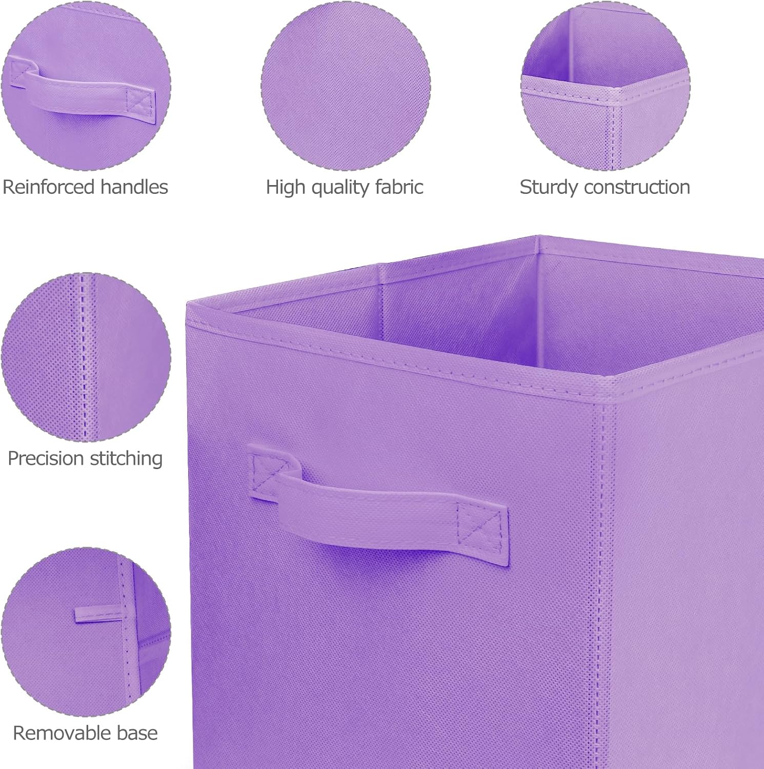 2 Pcs Storage Cubes, 10.5 Inch Collapsible Storage Bins, Fabric Foldable Bins for Organization, Durable Storage Bins for Closet, Shelves, Offices (Light Purple) image 3