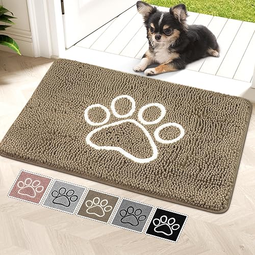Miniatura 49 de Bcoimo Tapete súper absorbente para puerta de perro, 30 x 20 pulgadas, tapete antideslizante para patas fangosas, alfombras para mascotas para patas