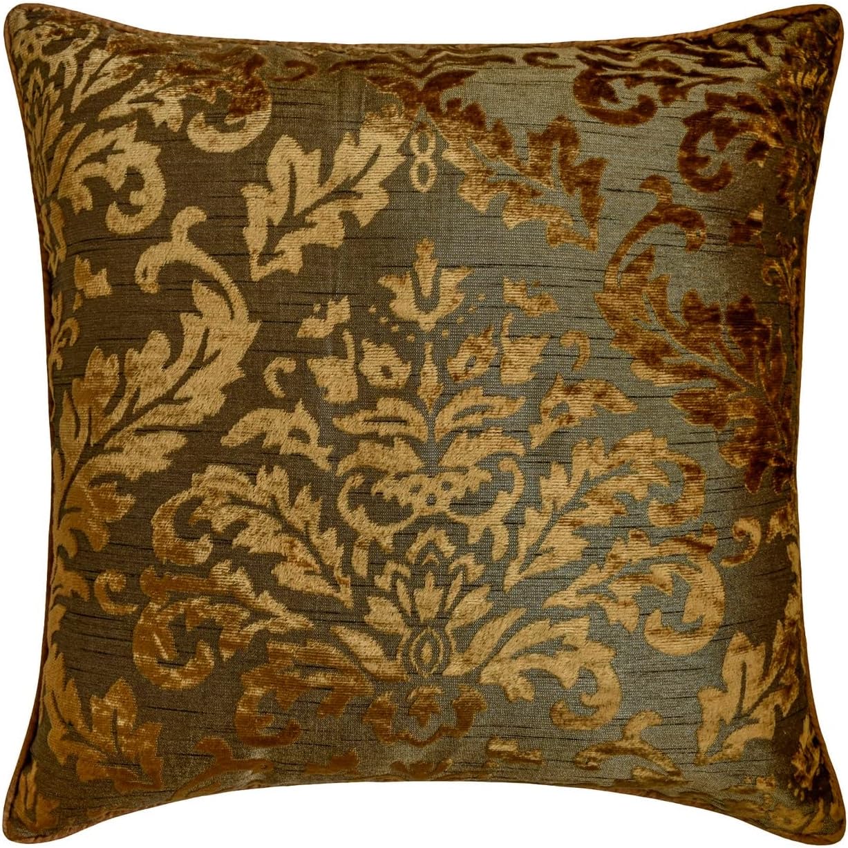 The HomeCentric Decorative Olive Green 12"x12" (30x30 cm) Throw Pillows, Velvet Burnout Velvet Throw Pillows for Couch, Damask Pattern Modern Easter - Folding Flames