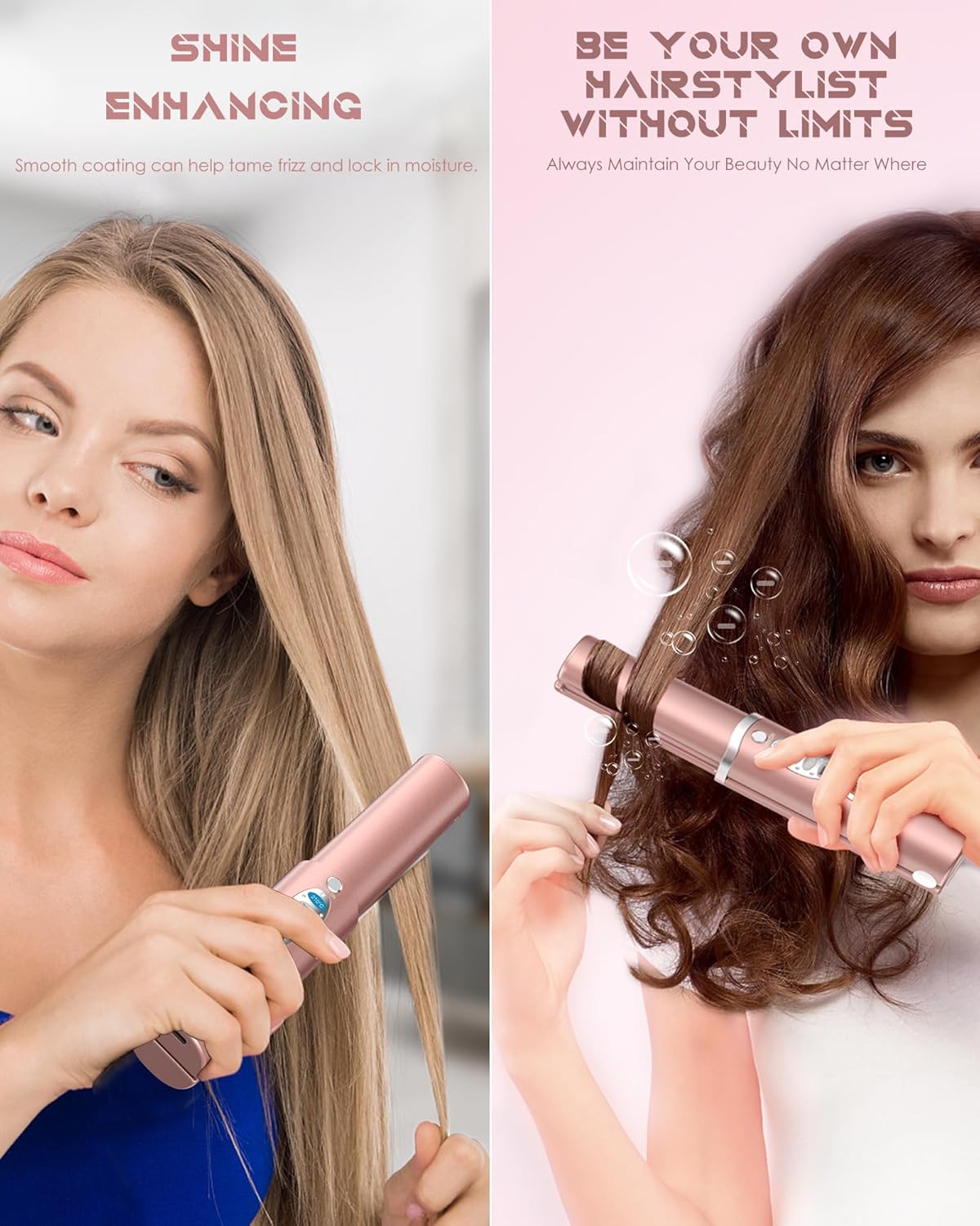 Portable Titanium Cordless Hair Straightener, Heats Up in Seconds & Lasts Up to 50 Minutes & USB C Rechargeable, Dual Voltage Wireless Mini Travel Flat Iron for Edges Bangs - Not for Thick Hair Type - Image 4