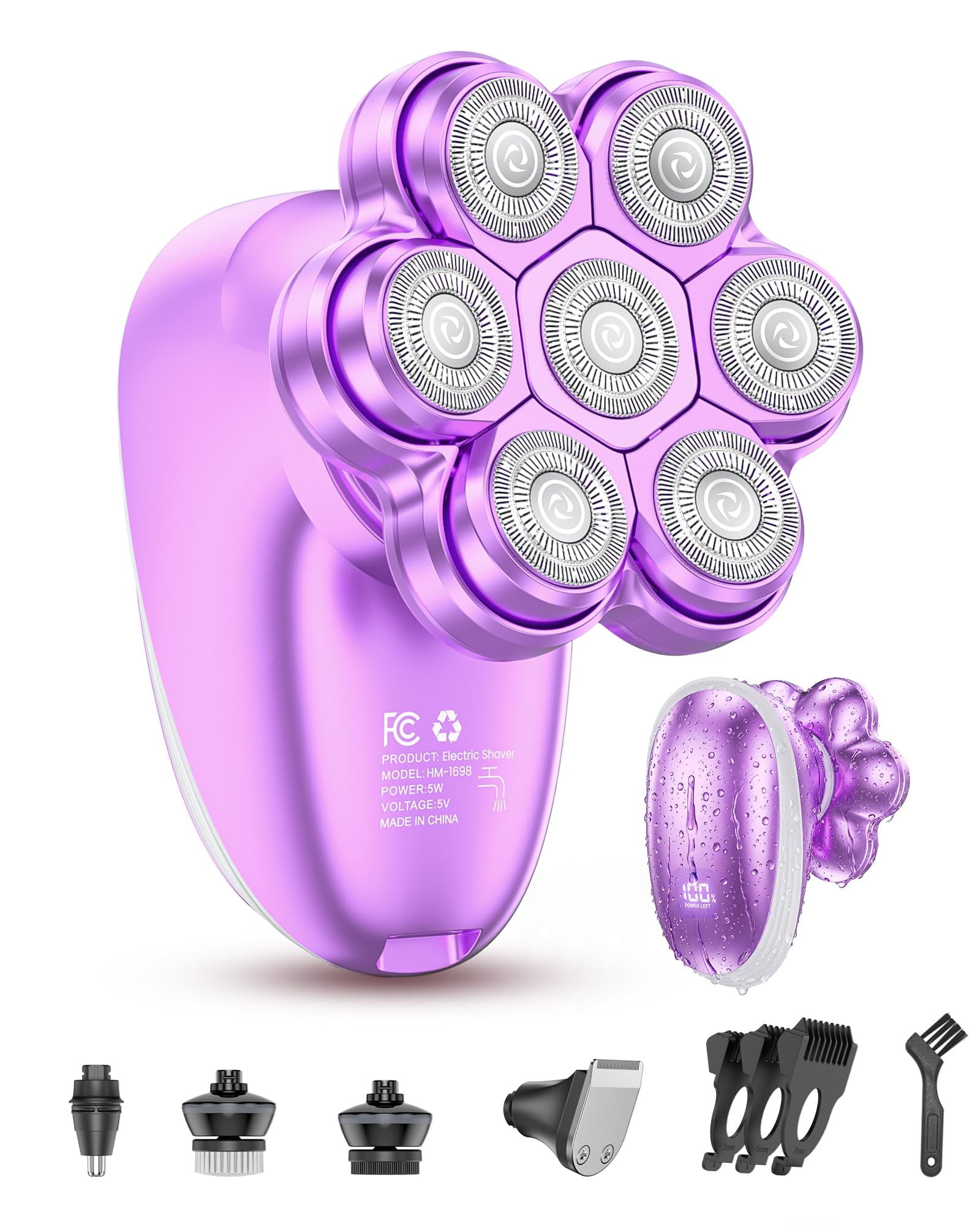 Electric Razors for Women, 5-in-1 Womens Electric Shavers for Legs, 7D Waterproof Wet Dry Travel Body Hair Remover Bikini Shavers for Lady Face Underarms Public