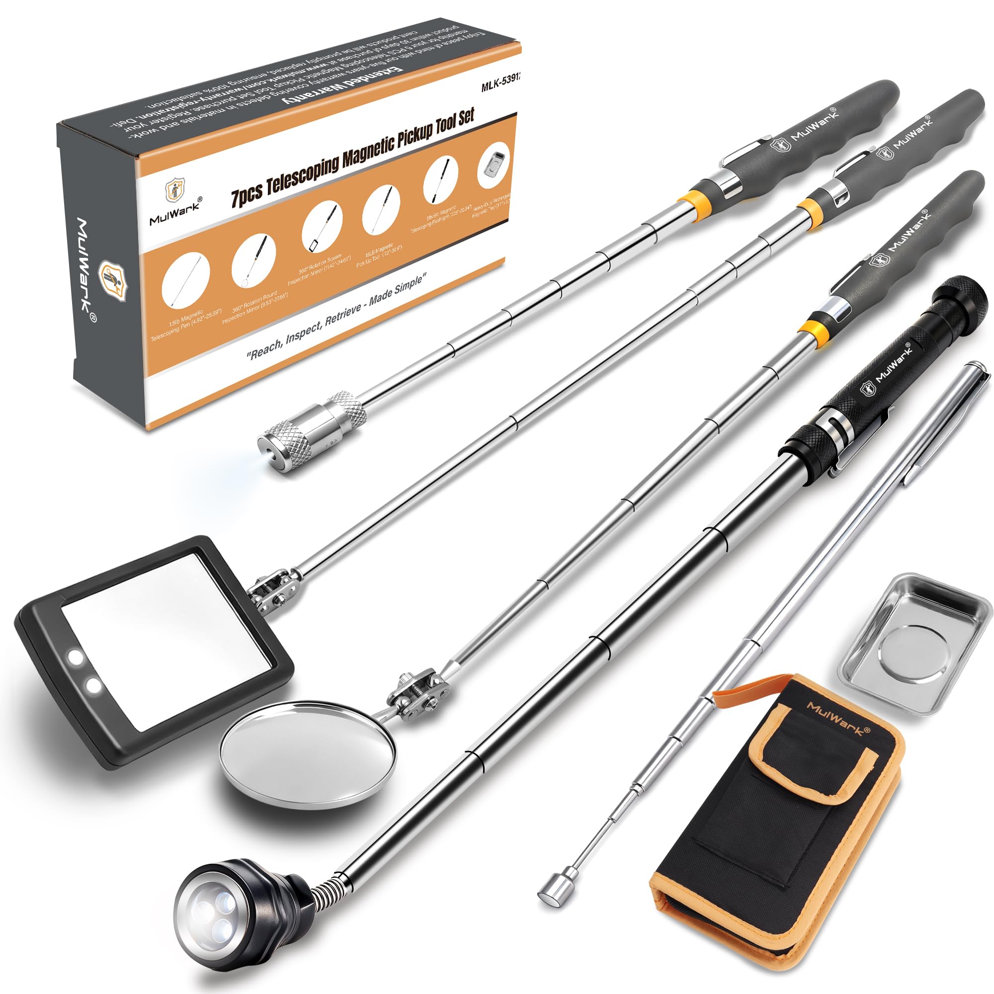 Mulwark 5 pcs Telescoping Magnetic Pickup Tool with Strong Pull Force: Non-Slip Extendable Magnet Pickup Tool: Telescopic Magnetic Pick-Up Tool with Extra Strong Magnet (7pcs Large) - Image 8