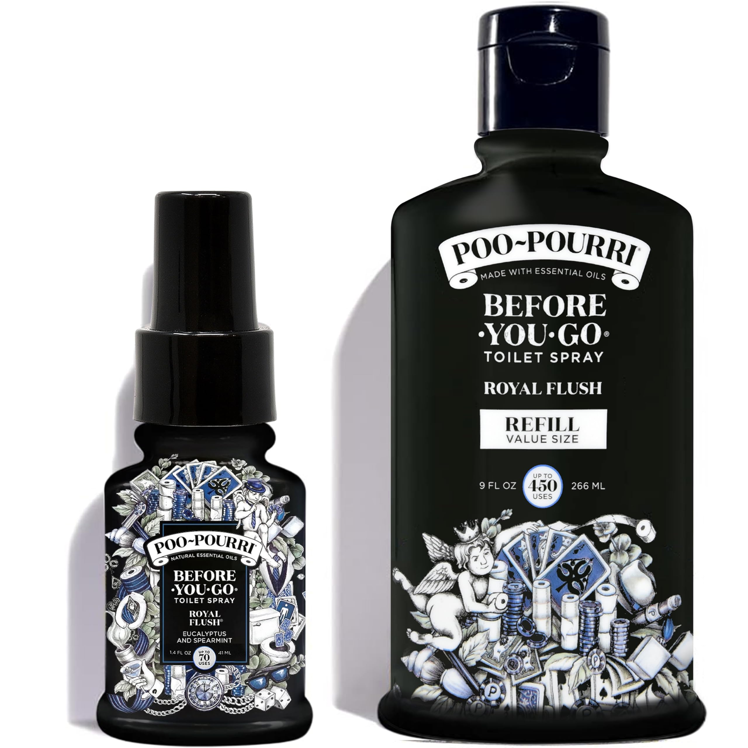 Poo-Pourri Royal Flush 9 Ounce Refill Bottle and 1.4 Ounce