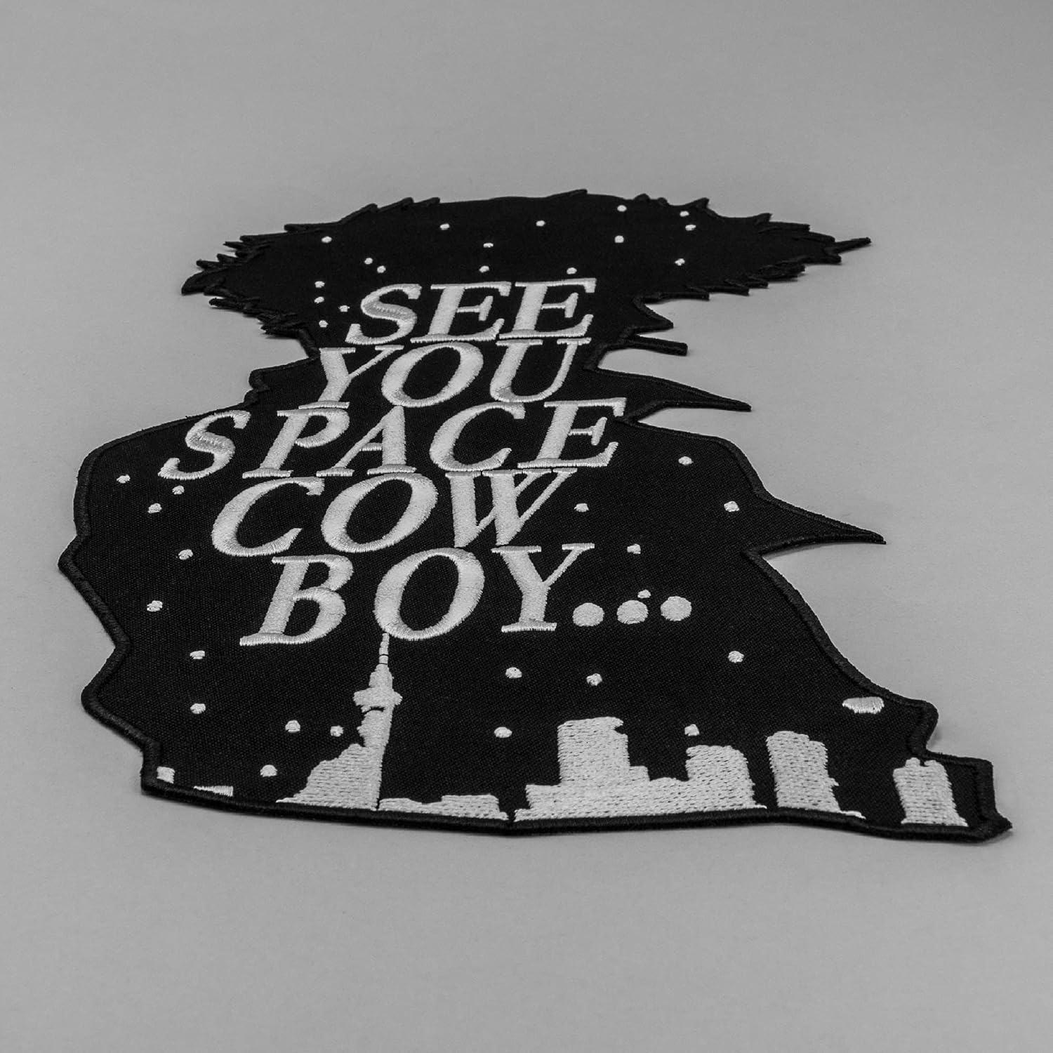 See You Space Cowboy Large Patch, Cartoon Anime Cosplay Silhouette, Iron/Sew On, 7.3 x 12.3 inches