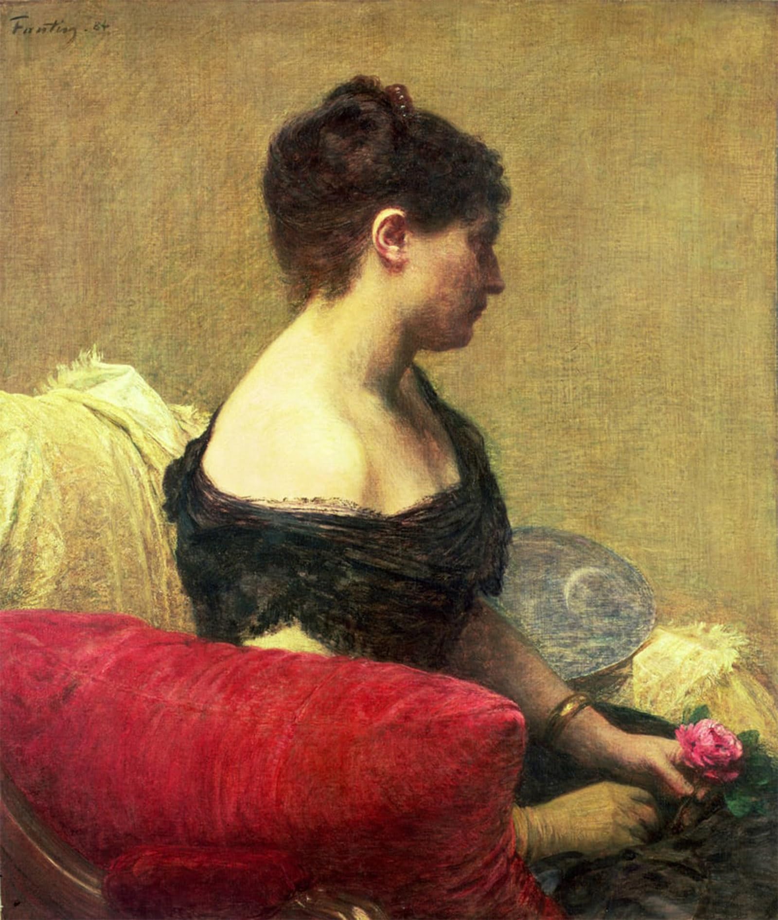 SERENDIPITP Vintage Picture Print on Canvas Wall Art Poster Portrait of Madame Maitre Oil on Canvas by Ignace Henri Jean Fantin Latour Artwork Print Poster for Wall Decor 60x90cm