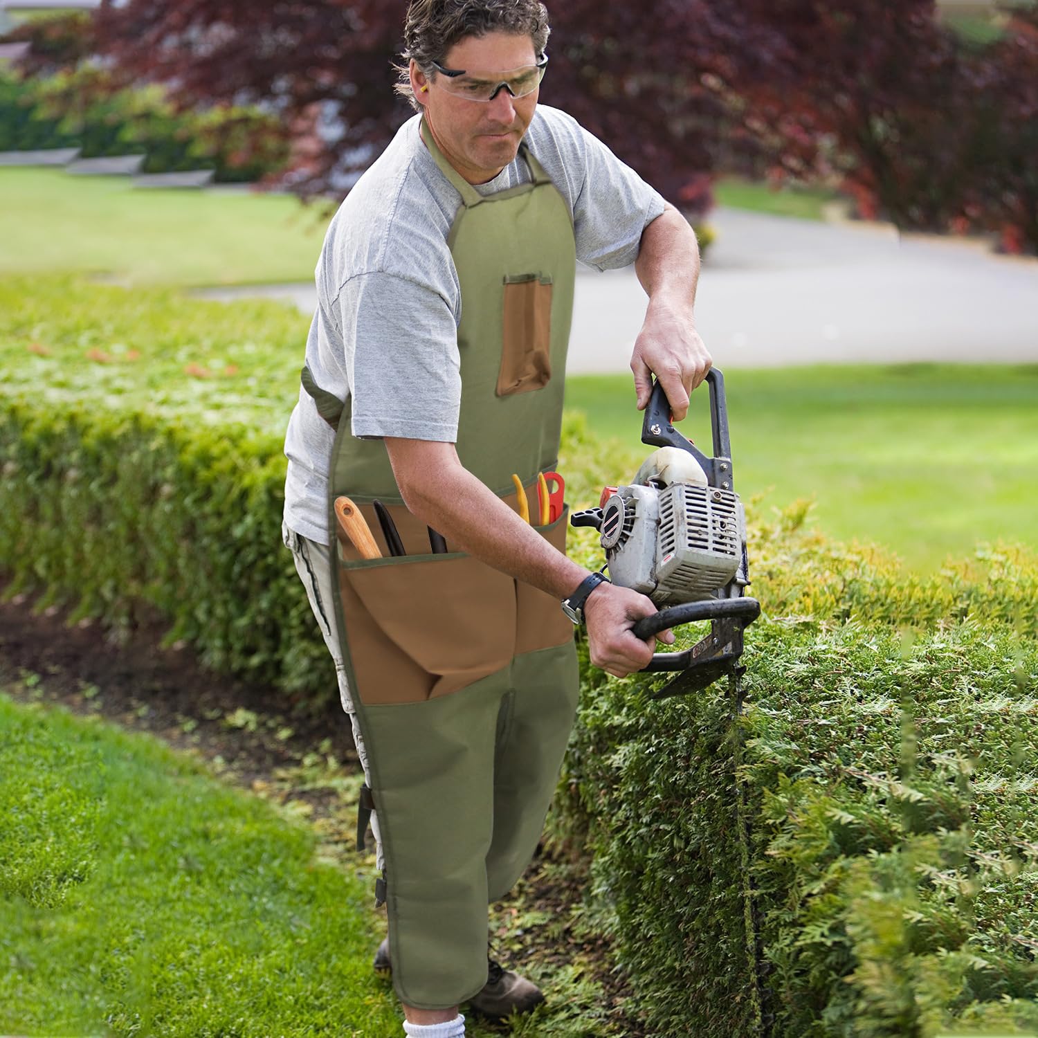 Tablier De Jardinage Jardinier Costume Garden Apron - 1 pièce, Vert, Jardin Protection Tablier, Imperméable Avec Poches, pour Multi Usage Jardinage, Nettoyage et Travail du Bois
