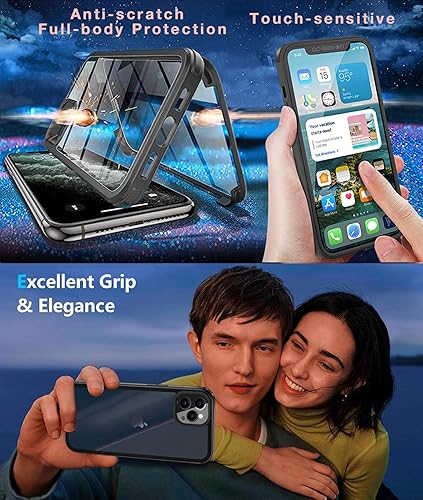 Miniatura 8 de UBUNU Funda para iPhone 13 Pro con protector de pantalla vidrio templado 9H integrado, protección de cuerpo completo 360 de doble capa de protección