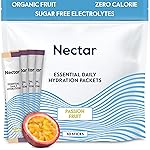 Nectar Hydration Packets - Electrolytes Powder Packets - Sugar Free & 0 Calorie - Organic Fruit Liquid Daily IV Hydrate for Dehydration Relief & Rapid Rehydration (Passion Fruit 30 Pack)