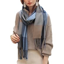 Women's Fashion Scarves Long Cashmere Like Shawl Winter Warm Knit Large Tassel Plaid Scarf