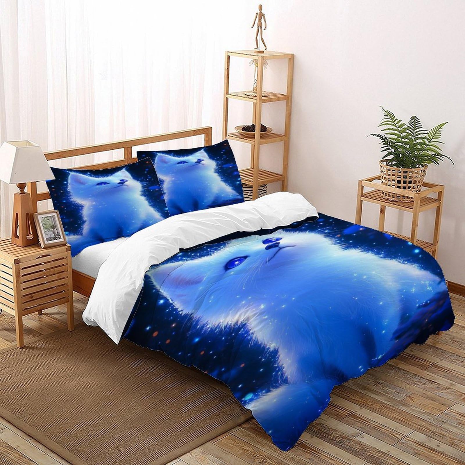 Housse de couette chat zippée 200x200 pour changer de lit facilement
