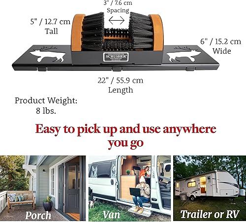 Miniatura 3 de Scrusher Limpiador de botas y zapatos original con base decorativa, portátil, resistente a la intemperie, para exteriores, fabricado en los Estados