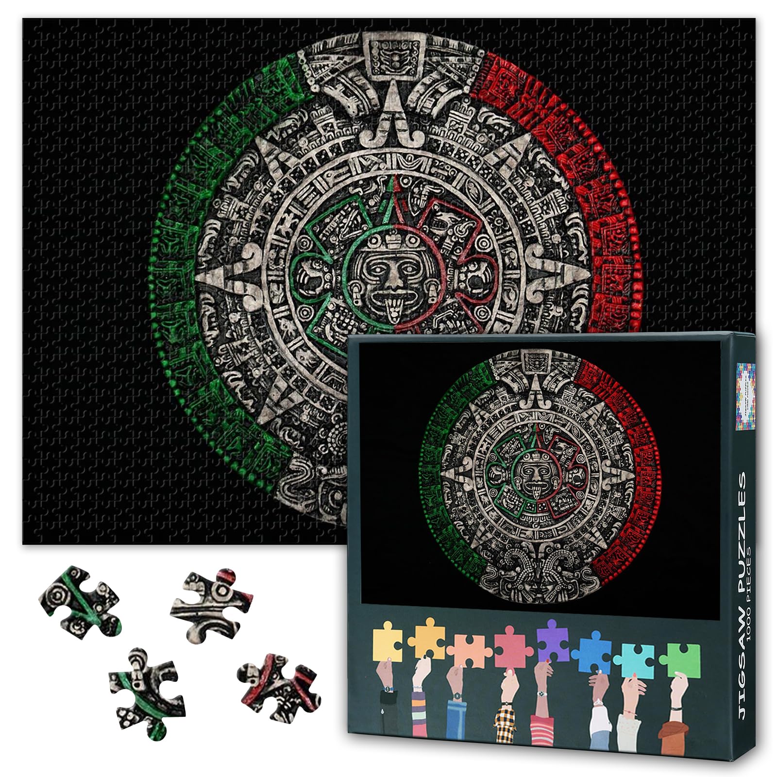 Jigsaw Puzzles for Adults 1000 Aztec Sun Stone - Hard Impossible Difficult Challenging Family Puzzle Mexico, Educational Puzzle Games Home Decoration 27.5x19.7 Inch (Mayan Series) — image 1
