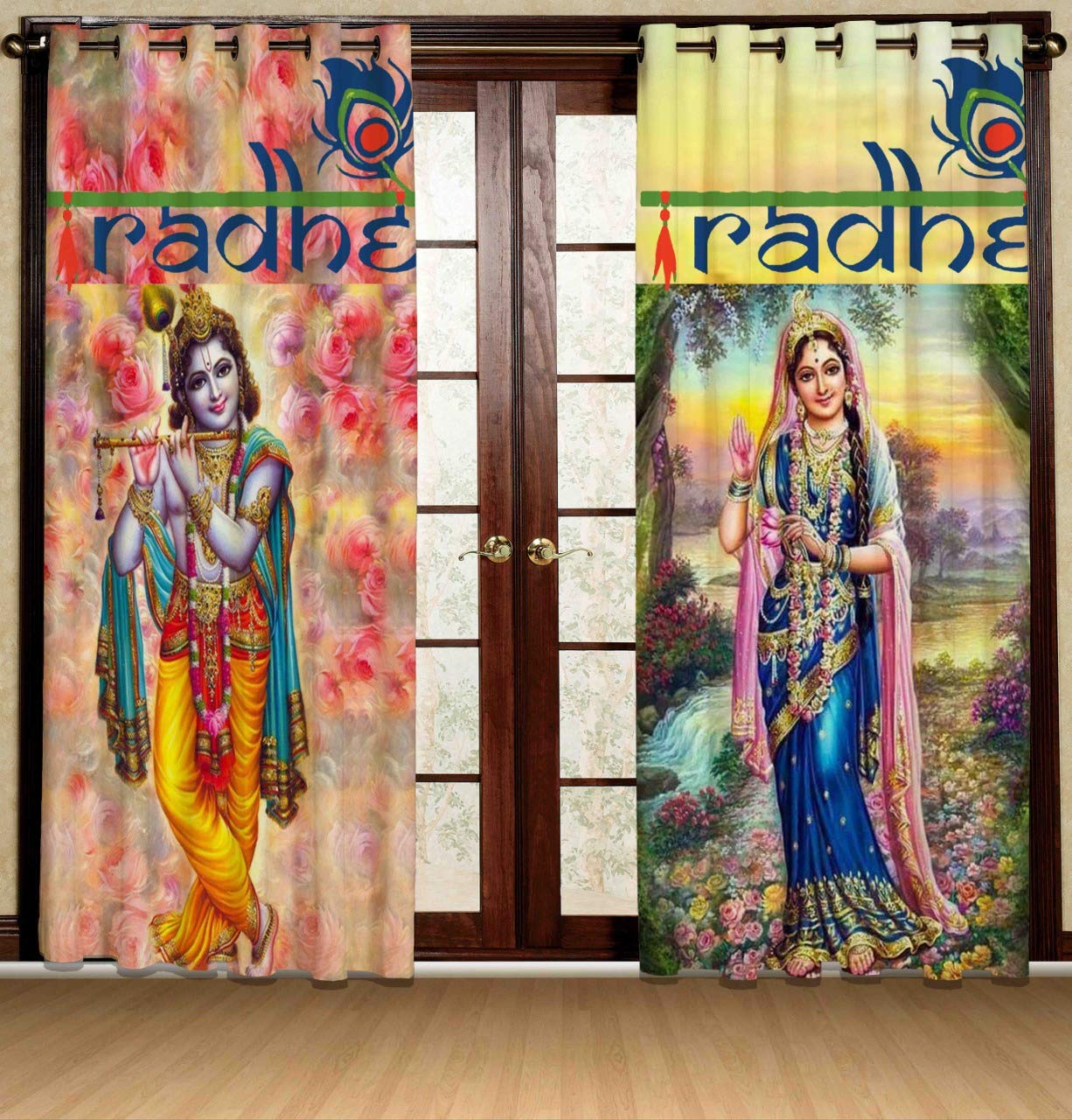 Buy BLENZZA DECO Premium Digital Print Door Radha Krishna CurtainsSet