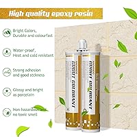 Vista 3 de NADAMOO Lechada epoxi beige, tubos dobles impermeables para baldosas de 19 onzas, 13.5 fl oz, línea de lechada de azulejos para ducha, baño, cocina