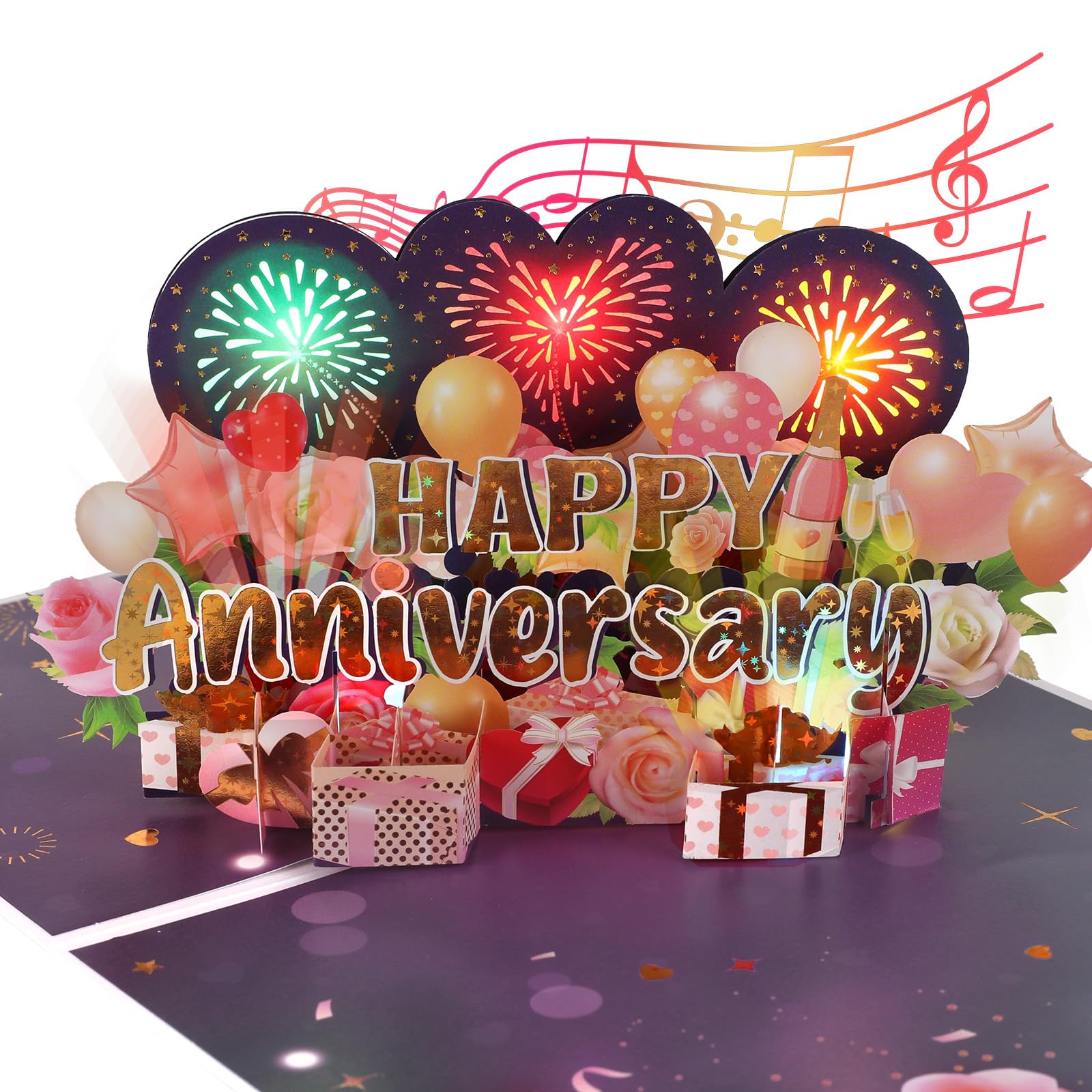 Amazon.com: Ecloverlife Anniversary Card with Colorful Lights and