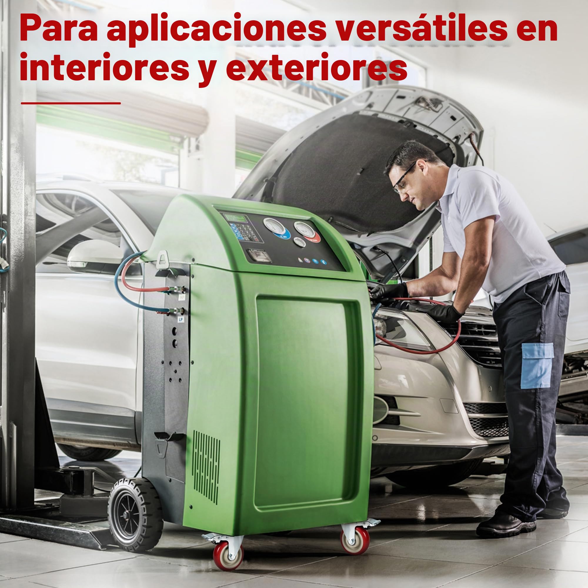 Juego 4 Ruedas Para Muebles Pesados, Ruedas Giratorias con Freno - 100 mm - 600 kg - Goma maciza silenciosa - Interior/exterior