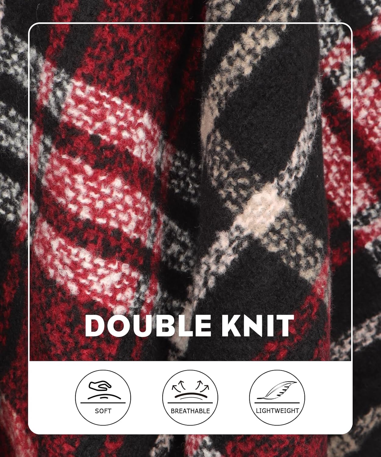 Women's Shawl Wraps Open Front Travel Poncho Cape Warm Oversized Plaid Sweaters Casual Cardigan Shawls - Image 9