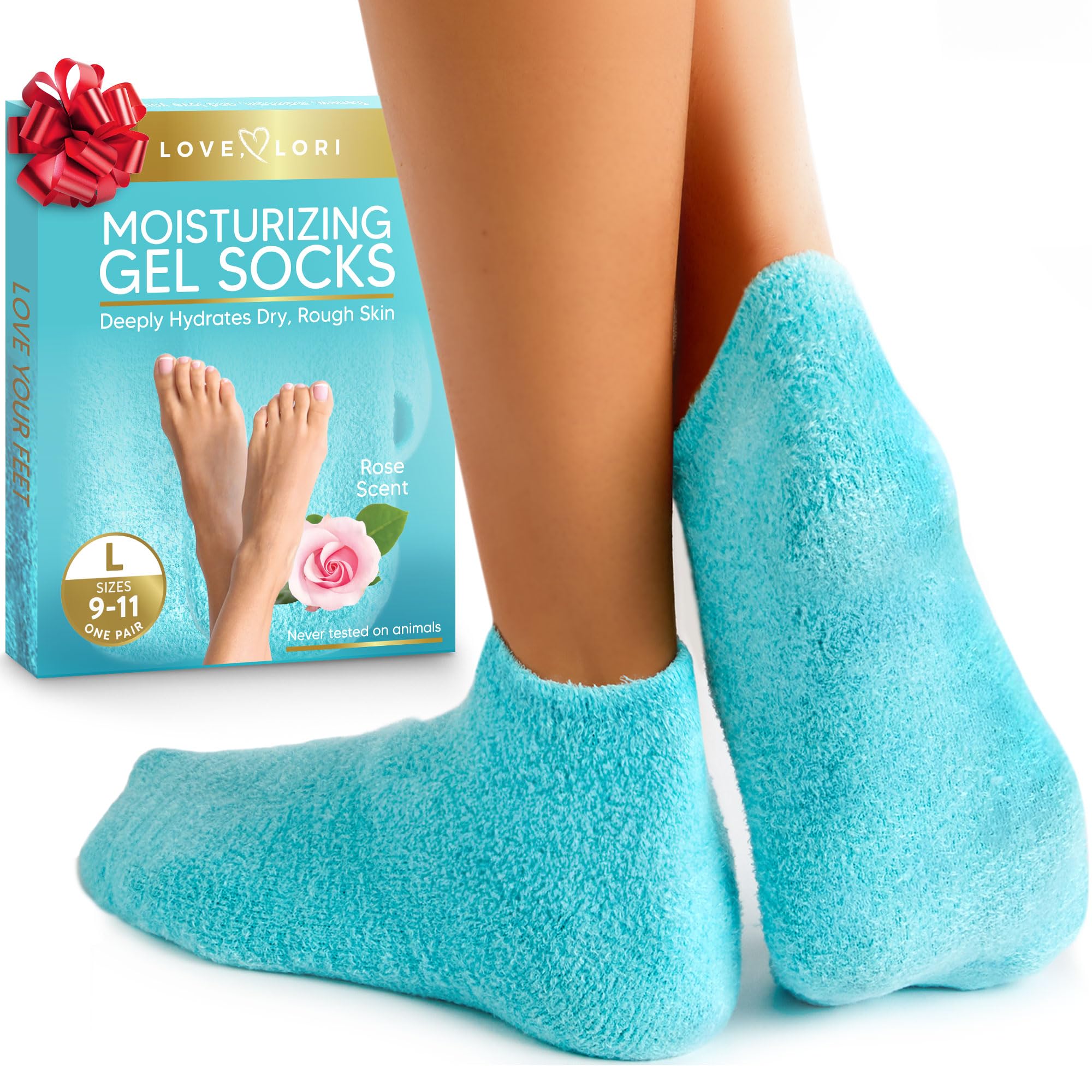 LOVE, LORI Premium Quality Moisturizing Socks – Gel Silicone Socks for Dry Feet Treatment (Sizes 9-11) Self Care Gifts for Women