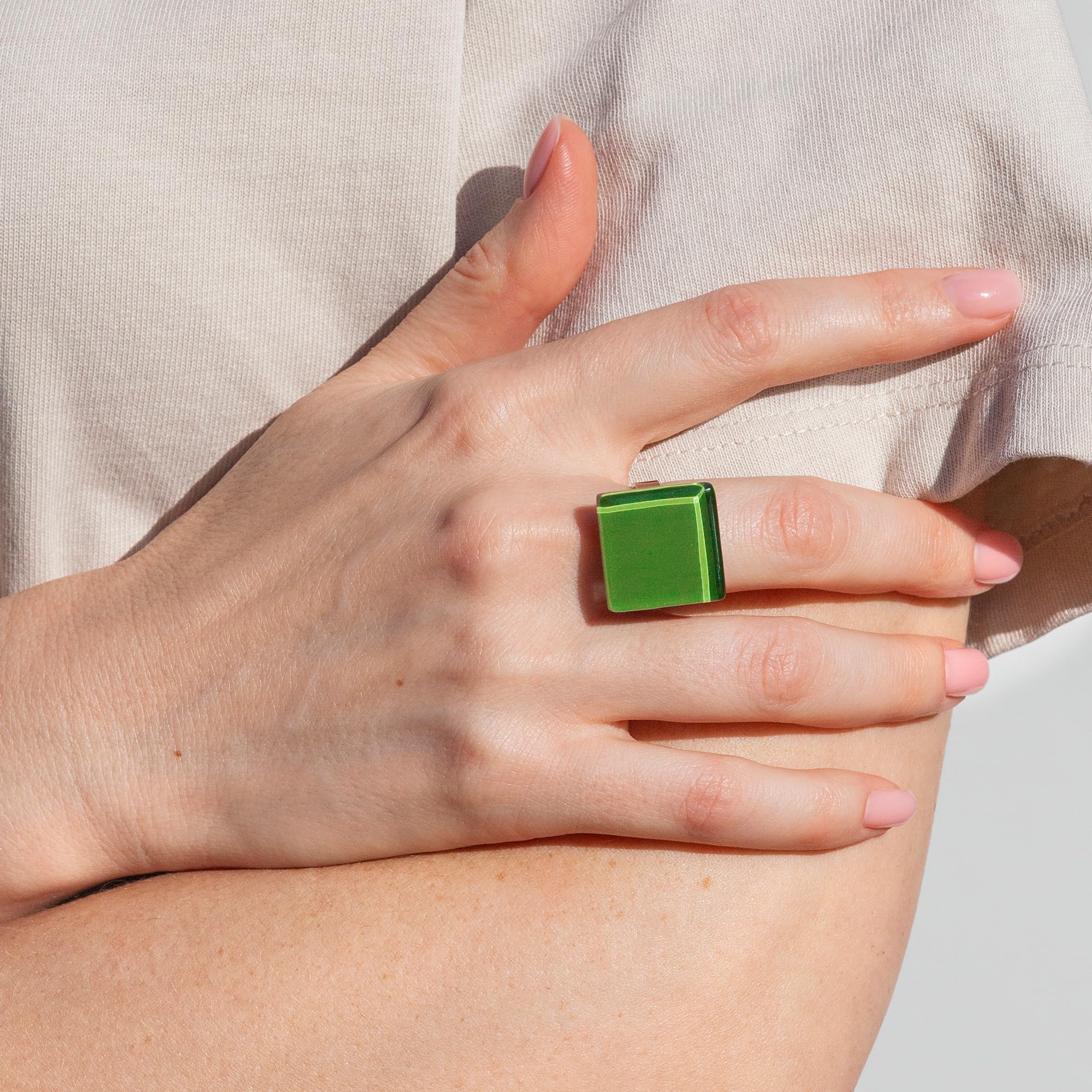 Statement Ring mit Steinen in 20 Farben • Geburtsstein Schmuck Geometrisch • Edelstahlring größenverstellbar (min. Ø 19mm) • handgemacht & nachhaltig