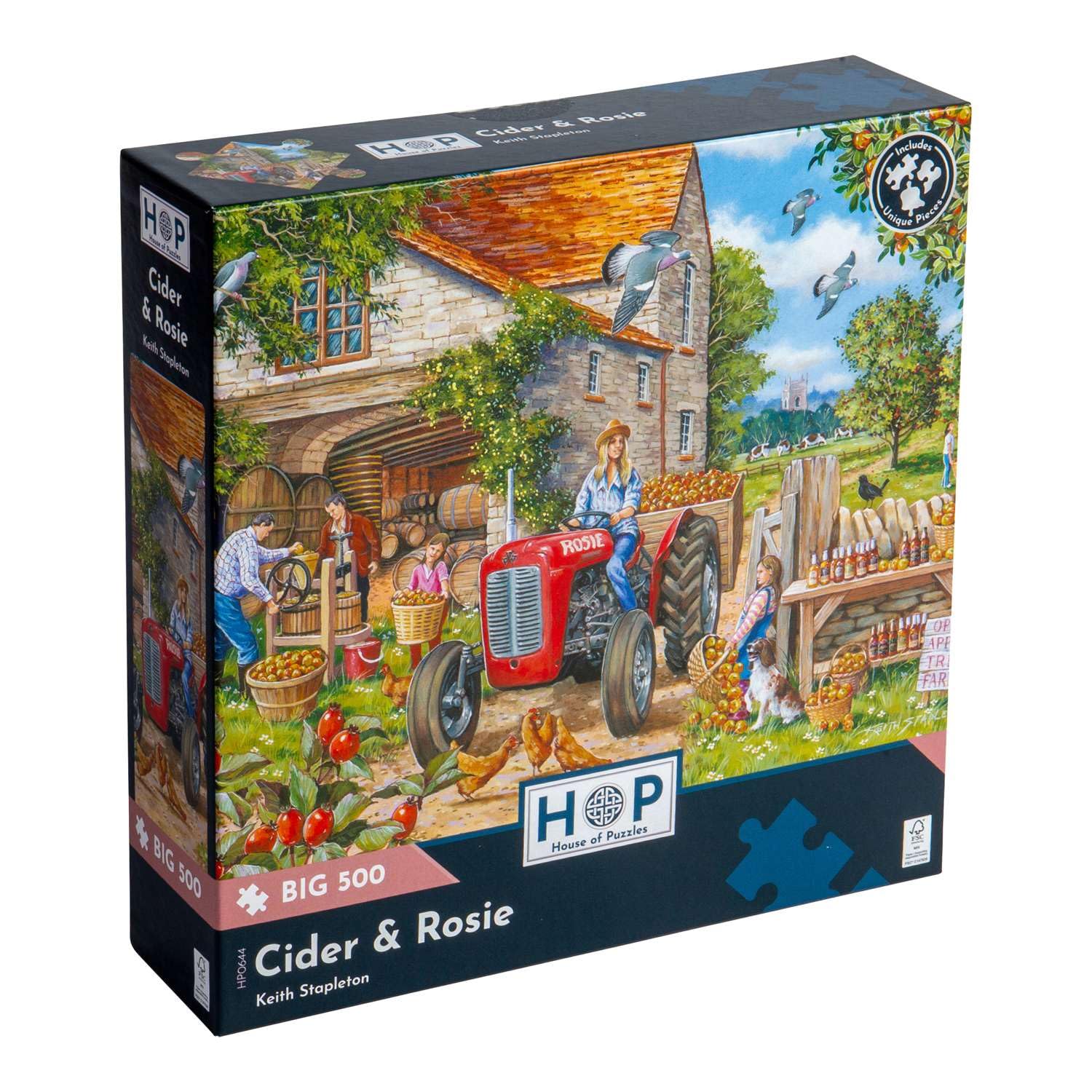The House of Puzzles, Cider & Rosie Jigsaw, Big 500 Piece Jigsaws for Adults Extra Large Pieces, Artist Illustrated