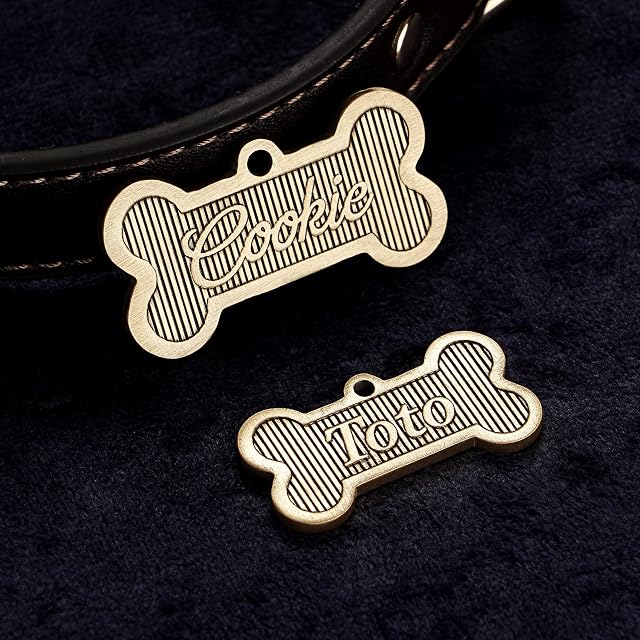 Foto 8 de 8 de Placa identificativa personalizada con forma de hueso de latón