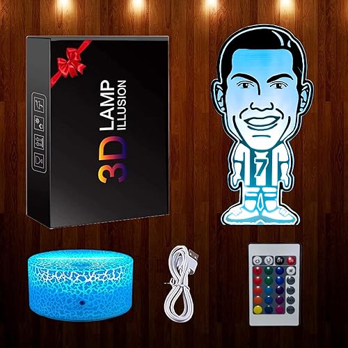Miniatura 6 de Nocles Lámpara Ronaldo Ronaldo Regalos Luz Nocturna Portugal & Madrid Jugador Lámpara de Luz Nocturna Fútbol Lámpara de Ilusión 3D Luces de Fútbol